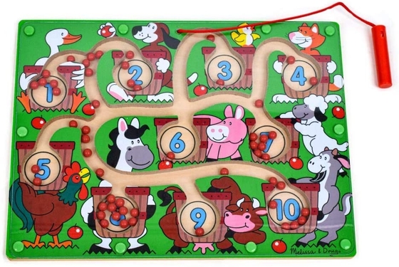 Goede prijs. Kinderen houten getallen magnetische puzzel doolhof speelgoed Perlen bordspel online