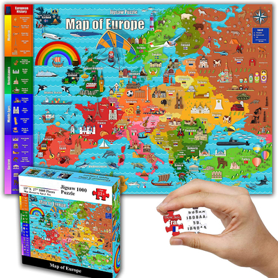 Goede prijs. Kleur Europa Kaart 1000 stuk papier Puzzle Puzzle Voor kinderen 12+ Tieners Volwassenen Gezinnen online