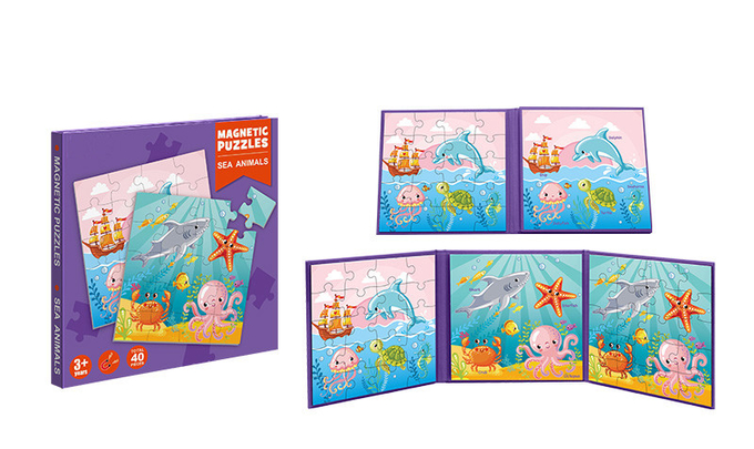 Magnetische voorschoolse educatieve speelgoed Zeedier Puzzle Puzzels Voor 3 jaar + 0