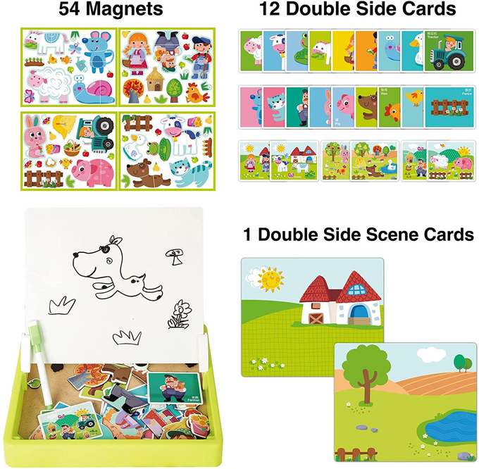 Gepersonaliseerde kinderhouten magnetische puzzels leer speelgoed voor 4 jarigen 65pcs 0