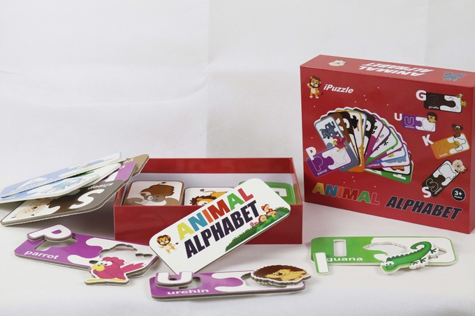 Custom Logo Eco Paper Puzzel Animal Alphabet Abc Matching Cards 1